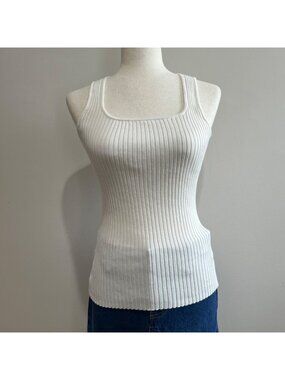 Merokeety Sweater Tank Top Womens S White Fitted
